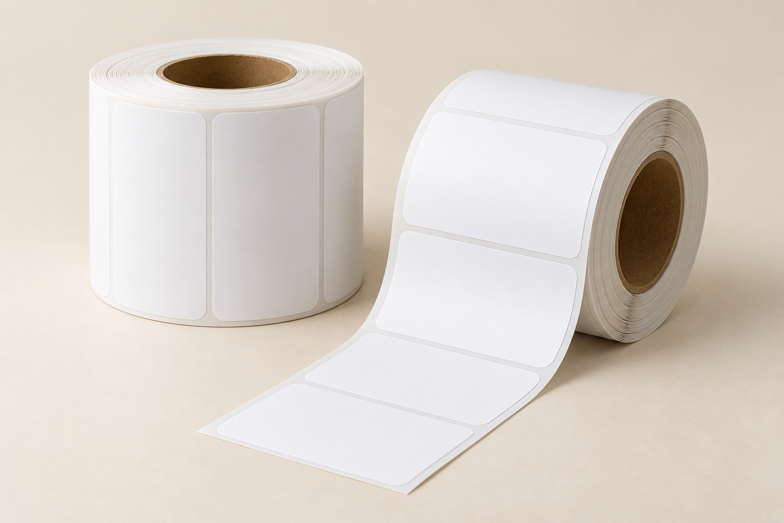Representative blank thermal label rolls